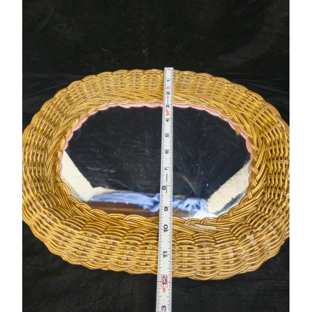 Vintage Oval Wicker Wall Mirror